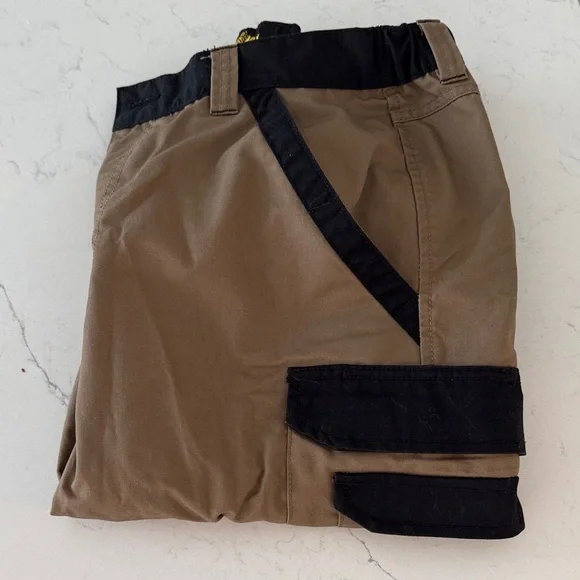 Brown Cargo Pants with Black Reinforced Panels - Men's Utility Style - Picture 4 of 5